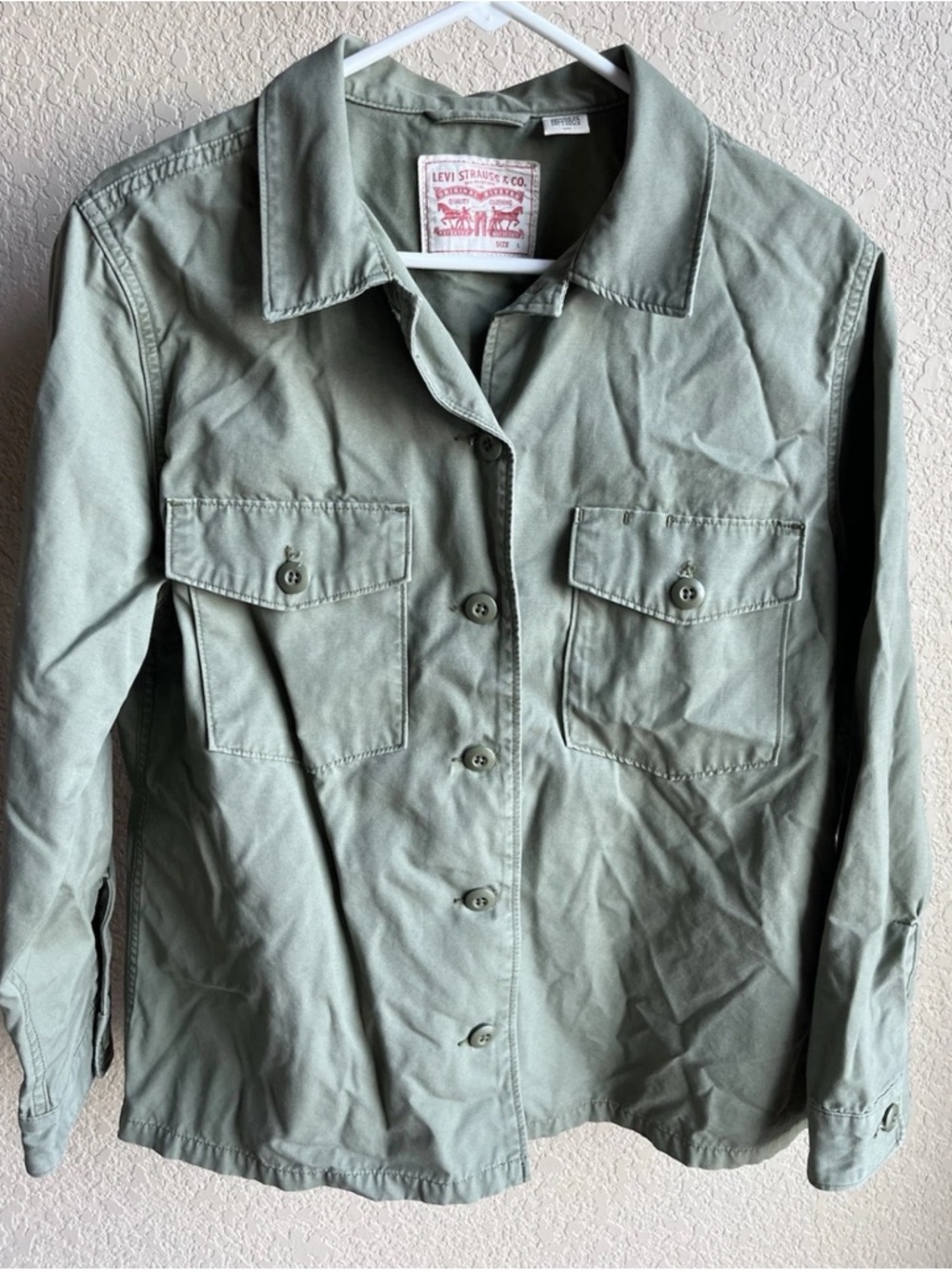 Levi's Olive Green Long Sleeve Utility Shirt Jacket with Chest Flap Pockets